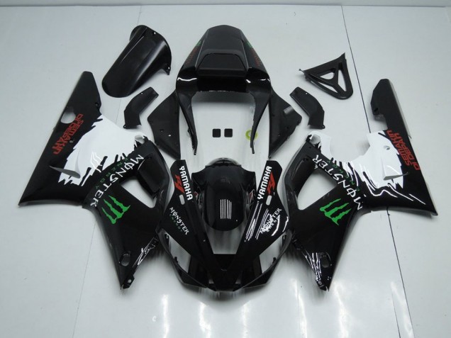 00-01 Schwarz weißes Monster Yamaha YZF R1 Motorrad Verkleidung