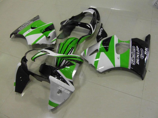 00-02 Grün weiße Streifen Kawasaki ZX6R Motorrad Verkleidung 00-02 Grün weiße Streifen Kawasaki ZX6R Motorrad Verkleidung
