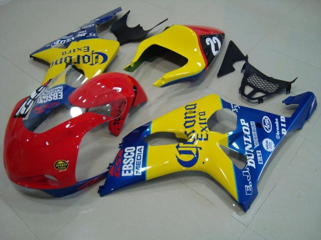 00-02 Rot Gelb Blau Corona Rennen Suzuki GSXR 1000 Motorrad Verkleidung 00-02 Rot Gelb Blau Corona Rennen Suzuki GSXR 1000 Motorrad Verkleidung