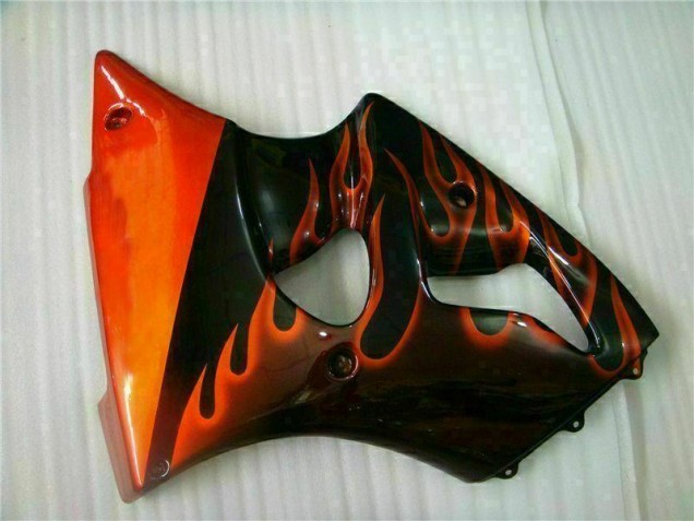 00-02 Schwarz rote Flamme Kawasaki ZX6R Motorrad Verkleidung