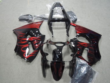 00-02 Schwarz rote Flamme Kawasaki ZX6R Motorrad Verkleidungen