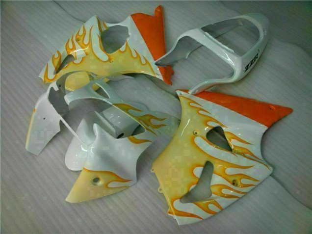 00-02 Weiß Gelb Flamme Kawasaki ZX6R Motorrad Verkleidung 00-02 Weiß Gelb Flamme Kawasaki ZX6R Motorrad Verkleidung