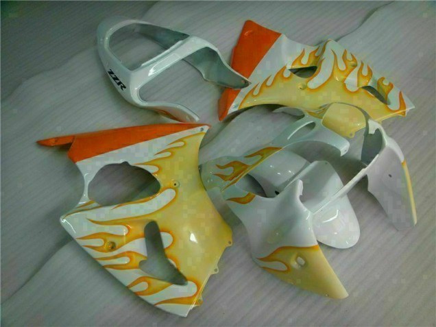 00-02 Weiß Gelb Flamme Kawasaki ZX6R Motorrad Verkleidung 00-02 Weiß Gelb Flamme Kawasaki ZX6R Motorrad Verkleidung