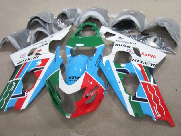 01-03 Blaugrün Weiß Motul Suzuki GSXR 600 Motorrad Verkleidung