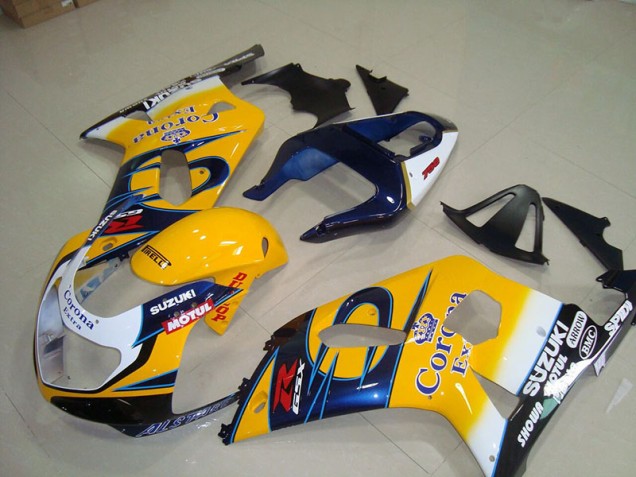 01-03 Gelb Blau Corona Extra Motul Suzuki GSXR 750 Motorrad Verkleidung 01-03 Gelb Blau Corona Extra Motul Suzuki GSXR 750 Motorrad Verkleidung