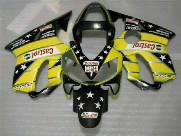 01-03 Gelb Schwarz Castrol Cycle World Honda CBR600 F4i Motorrad Verkleidung