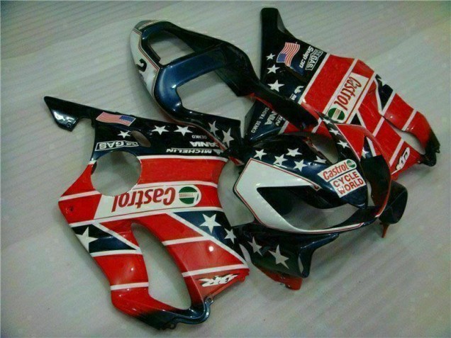 01-03 Rot Weiß Blau Castrol Cycle World Honda CBR600 F4i Motorrad Verkleidung 01-03 Rot Weiß Blau Castrol Cycle World Honda CBR600 F4i Motorrad Verkleidung
