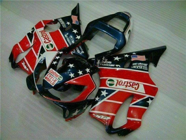 01-03 Rot Weiß Blau Castrol Cycle World Honda CBR600 F4i Motorrad Verkleidung 01-03 Rot Weiß Blau Castrol Cycle World Honda CBR600 F4i Motorrad Verkleidung