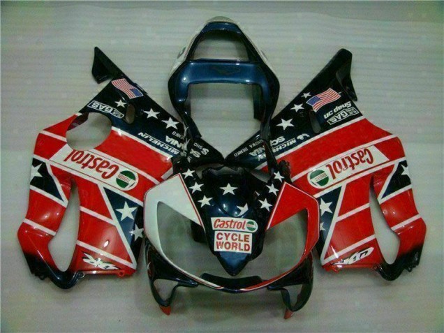 01-03 Rot Weiß Blau Castrol Cycle World Honda CBR600 F4i Motorrad Verkleidung 01-03 Rot Weiß Blau Castrol Cycle World Honda CBR600 F4i Motorrad Verkleidung