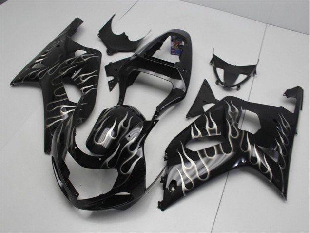 01-03 Schwarze weiße Flamme Suzuki GSXR 600/750 Motorrad Verkleidung 01-03 Schwarze weiße Flamme Suzuki GSXR 600/750 Motorrad Verkleidung