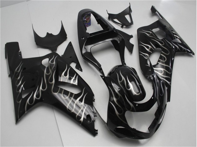 01-03 Schwarze weiße Flamme Suzuki GSXR 600/750 Motorrad Verkleidung 01-03 Schwarze weiße Flamme Suzuki GSXR 600/750 Motorrad Verkleidung