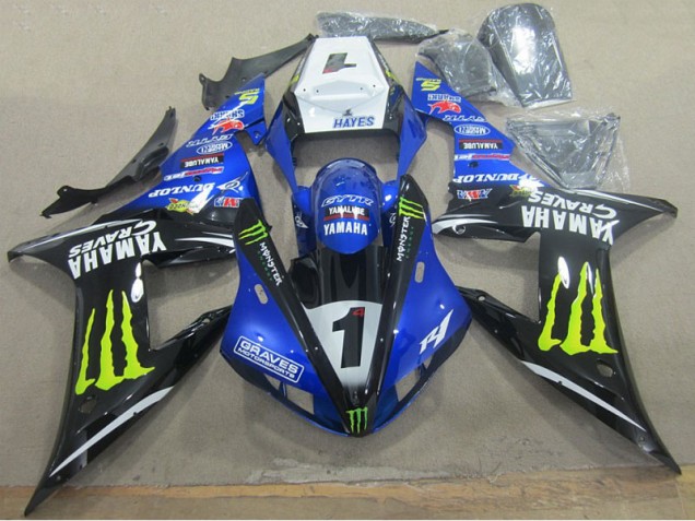 02-03 Blauschwarze Gräber 1 Yamaha YZF R1 Motorrad Verkleidung 02-03 Blauschwarze Gräber 1 Yamaha YZF R1 Motorrad Verkleidung