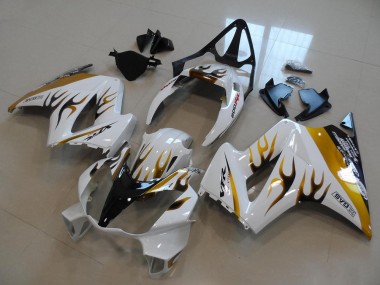 02-13 Weiß Gold Schwarz Flamme Honda VFR800 Motorrad Verkleidung