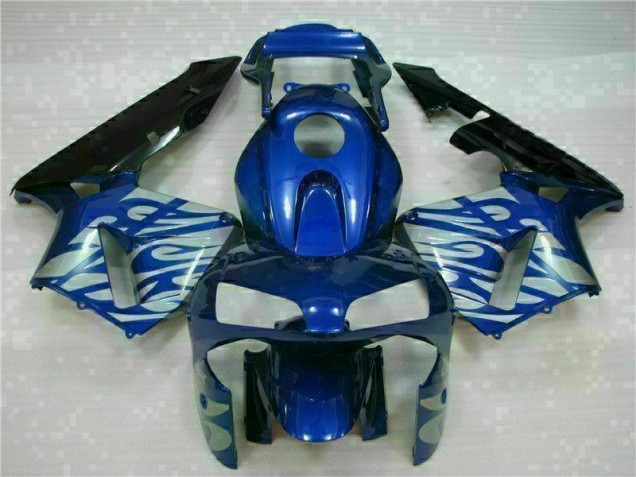 03-04 Blau mit silberner Flamme Honda CBR600RR Motorrad Verkleidung 03-04 Blau mit silberner Flamme Honda CBR600RR Motorrad Verkleidung
