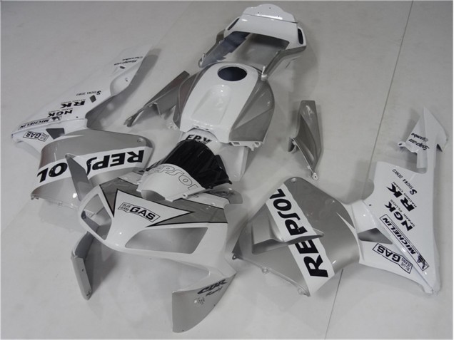 03-04 Silver Weiß Schwarz Repsol Honda CBR600RR Motorrad Verkleidung 03-04 Silver Weiß Schwarz Repsol Honda CBR600RR Motorrad Verkleidung