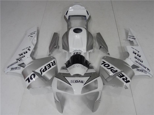 03-04 Silver Weiß Schwarz Repsol Honda CBR600RR Motorrad Verkleidung 03-04 Silver Weiß Schwarz Repsol Honda CBR600RR Motorrad Verkleidung
