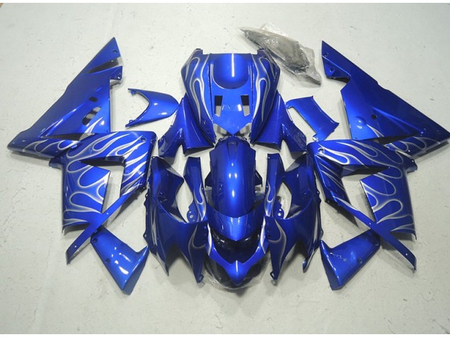 03-05 Blau weiße Flamme Kawasaki ZX10R Motorrad Verkleidung 03-05 Blau weiße Flamme Kawasaki ZX10R Motorrad Verkleidung