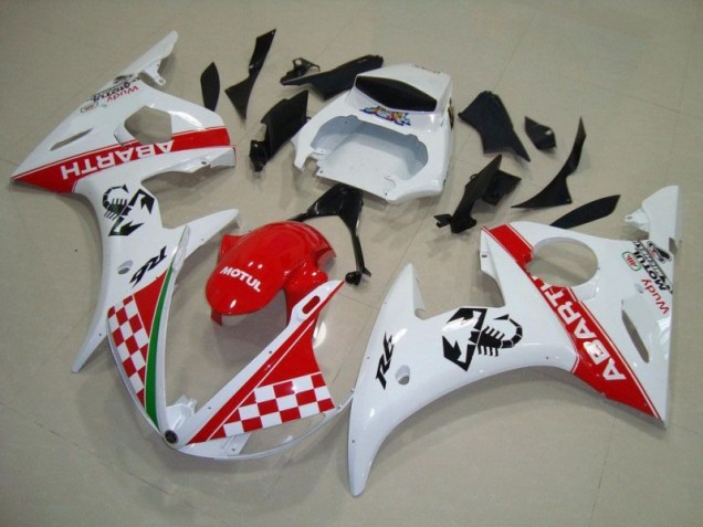 03-05 Rot Weiß Yamaha YZF R6 Motorrad Vollverkleidung