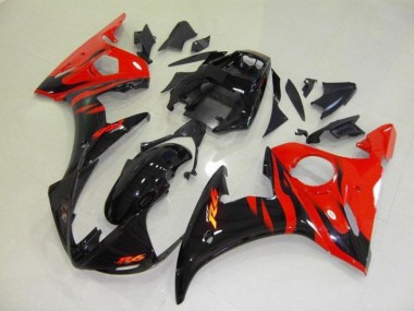 03-05 Schwarz rote Flamme Yamaha YZF R6 Motorrad Verkleidungen
