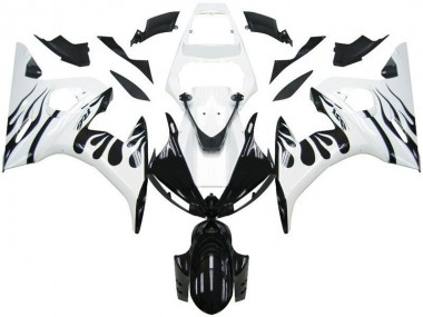 03-05 Weiß Flamme Schwarz Yamaha YZF R6 Motorrad Verkleidung