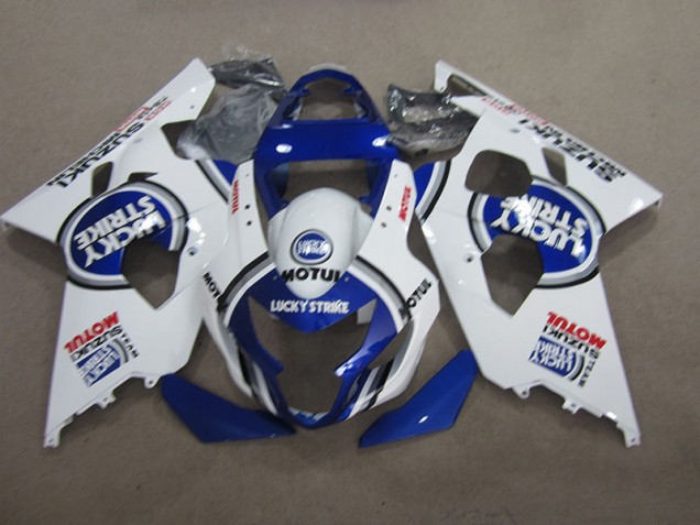 04-05 Blau Weiß Lucky Strike Motul Suzuki GSXR 600 Motorrad Verkleidung 04-05 Blau Weiß Lucky Strike Motul Suzuki GSXR 600 Motorrad Verkleidung