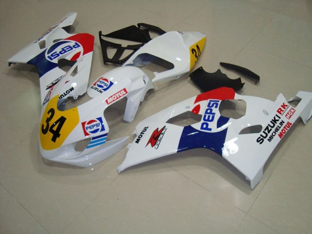 04-05 Weiß Blau Pepsi 34 Suzuki GSXR 750 Motorrad Verkleidung 04-05 Weiß Blau Pepsi 34 Suzuki GSXR 750 Motorrad Verkleidung