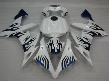 04-06 Weiß Blau Flamme Yamaha YZF R1 Motorrad Verkleidung