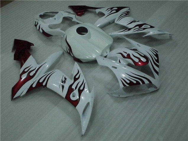04-06 Weiß Rot Flamme Yamaha YZF R1 Motorrad Verkleidung