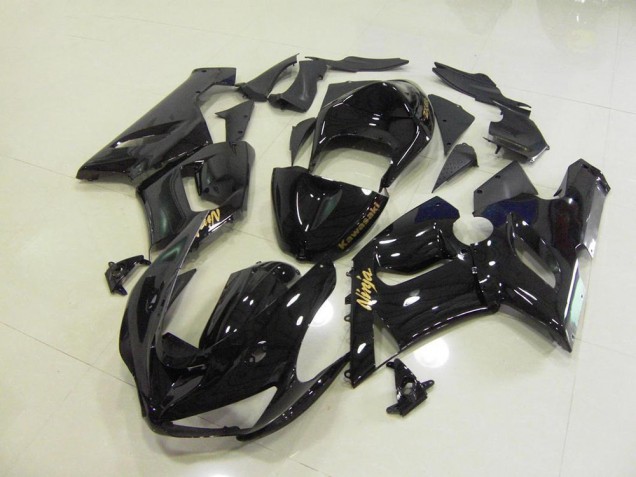 05-06 Glänzend Schwarz Gold Aufkleber Kawasaki ZX6R Motorrad Verkleidung 05-06 Glänzend Schwarz Gold Aufkleber Kawasaki ZX6R Motorrad Verkleidung
