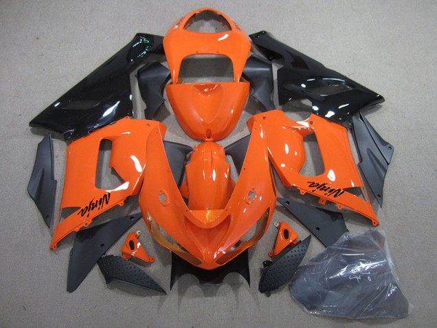 05-06 Orange Schwarz Ninja Kawasaki ZX6R Motorrad Vollverkleidung 05-06 Orange Schwarz Ninja Kawasaki ZX6R Motorrad Vollverkleidung