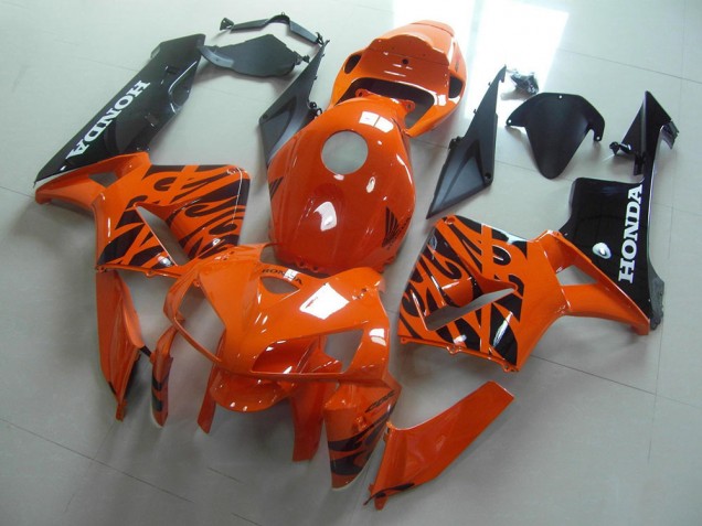 05-06 Orange Schwarze Flamme Honda CBR600RR Motorrad Verkleidung 05-06 Orange Schwarze Flamme Honda CBR600RR Motorrad Verkleidung