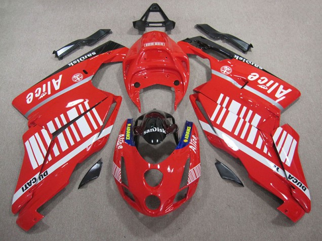 05-06 Rot Weiß Alice SUndisk Ducati 749 Motorrad Verkleidung 05-06 Rot Weiß Alice SUndisk Ducati 749 Motorrad Verkleidung