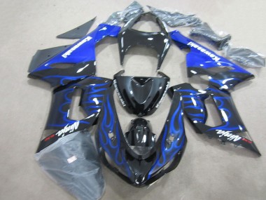 05-06 Schwarz Blau Flammen Ninja 636 Kawasaki ZX6R Motorrad Verkleidung