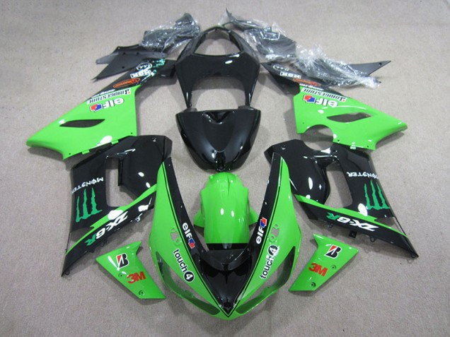 05-06 Schwarz Grün 3M Touch4 Monster Kawasaki ZX6R Motorrad Verkleidung 05-06 Schwarz Grün 3M Touch4 Monster Kawasaki ZX6R Motorrad Verkleidung