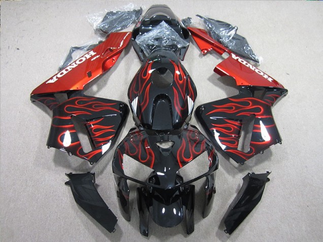 05-06 Schwarz rote Flamme Honda CBR600RR Motorrad Verkleidung 05-06 Schwarz rote Flamme Honda CBR600RR Motorrad Verkleidung