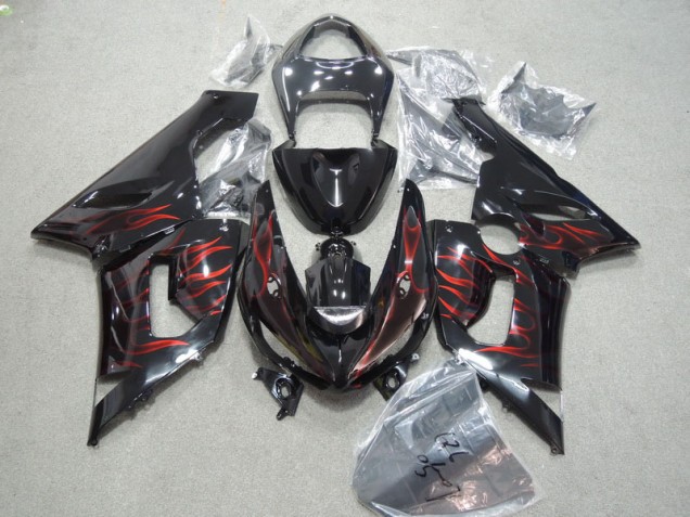 05-06 Schwarz rote Flamme Kawasaki ZX6R Motorrad Verkleidungen 05-06 Schwarz rote Flamme Kawasaki ZX6R Motorrad Verkleidungen