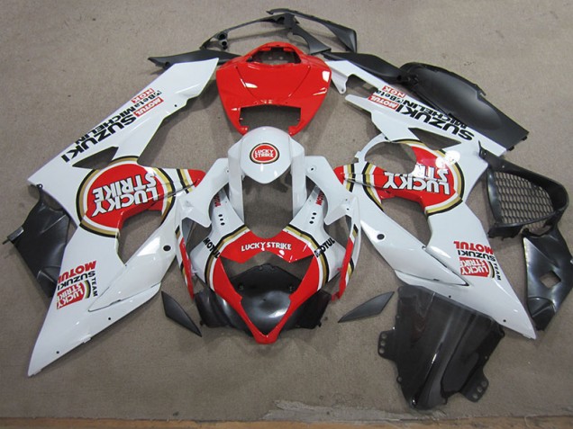 05-06 Weiß Lucky Strike Rot Motul Suzuki GSXR 1000 Motorrad Verkleidungen 05-06 Weiß Lucky Strike Rot Motul Suzuki GSXR 1000 Motorrad Verkleidungen