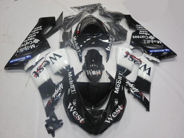 05-06 Weiß Schwarz Kawasaki ZX6R Motorrad Verkleidungen 05-06 Weiß Schwarz Kawasaki ZX6R Motorrad Verkleidungen