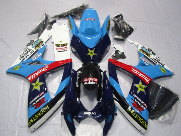 06-07 Blau Weiß Rockstar Makita Suzuki GSXR 600 Motorrad Verkleidung 06-07 Blau Weiß Rockstar Makita Suzuki GSXR 600 Motorrad Verkleidung