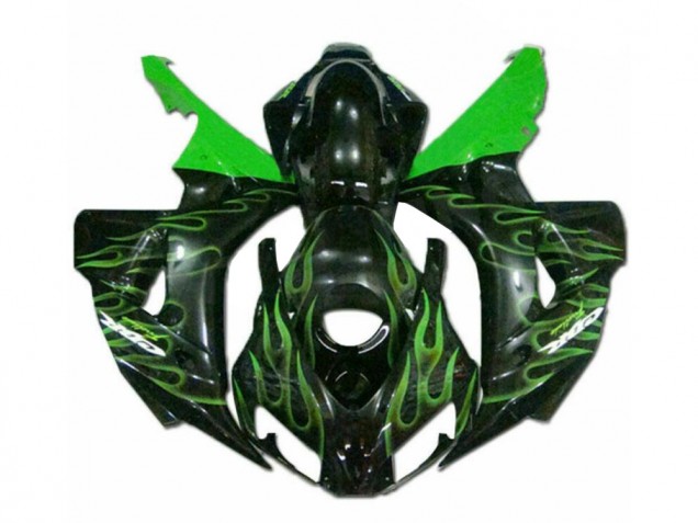 06-07 Grüne Flamme Schwarz Honda CBR1000RR Motorrad Verkleidung