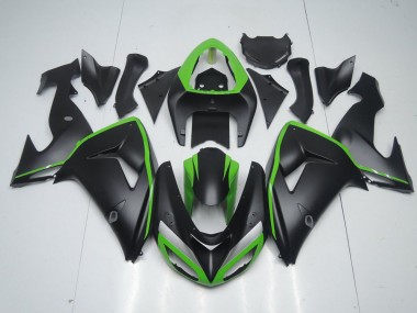 06-07 Matt Schwarz mit grünem Streifen Kawasaki ZX10R Motorrad Verkleidung