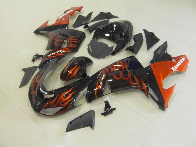06-07 Orange Flamme Kawasaki ZX10R Motorrad Verkleidung 06-07 Orange Flamme Kawasaki ZX10R Motorrad Verkleidung