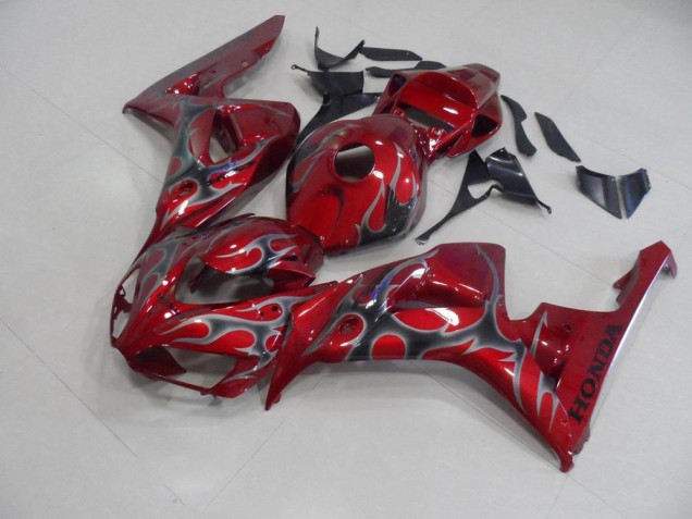 06-07 Rot Silber Flamme Honda CBR1000RR Motorrad Verkleidung