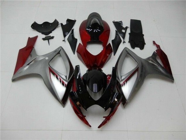 06-07 Rot Silber Suzuki GSXR 600/750 Motorrad Verkleidung 06-07 Rot Silber Suzuki GSXR 600/750 Motorrad Verkleidung