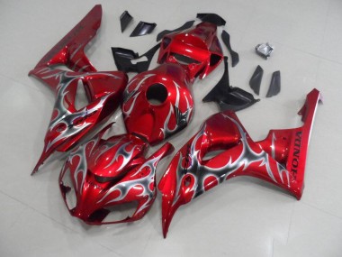 06-07 Rot mit Schwarz Grau Flamme Honda CBR1000RR Motorrad Verkleidung