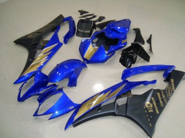 06-07 Schwarz Blau mit Gold Aufkleber Yamaha YZF R6 Motorrad Verkleidungen