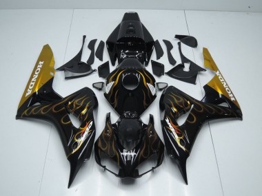 06-07 Schwarz Gold Flamme Honda CBR1000RR Motorrad Verkleidung