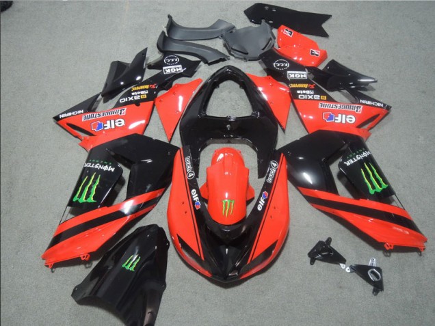 06-07 Schwarz Rote Touch4 Monster Kawasaki ZX10R Motorrad Verkleidung 06-07 Schwarz Rote Touch4 Monster Kawasaki ZX10R Motorrad Verkleidung