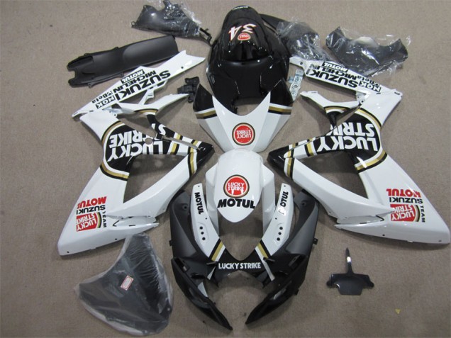06-07 Schwarz Weiß Lucky Strike Motul Suzuki GSXR 600 Motorrad Verkleidung