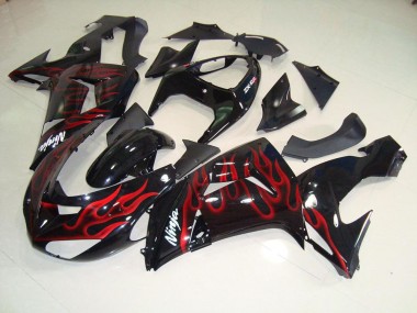 06-07 Schwarz rote Flamme Kawasaki ZX10R Motorrad Verkleidung
